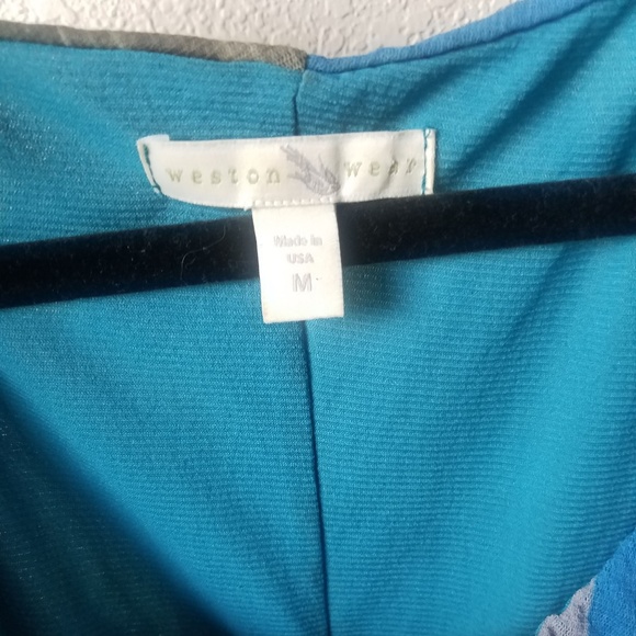 Blue Patterned Women's Top - Picture 4 of 5